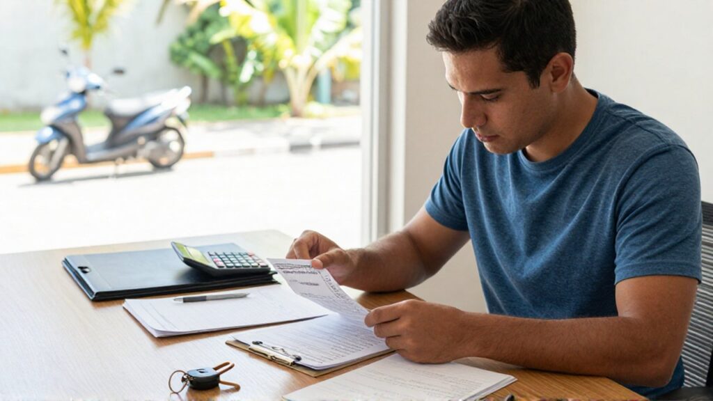 A man sits at a desk in a bright office